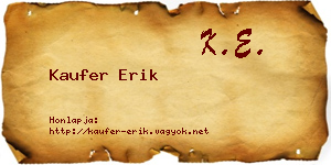 Kaufer Erik névjegykártya